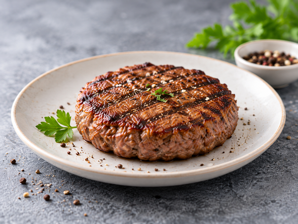 Gegrilltes Burger-Patty auf einem Teller