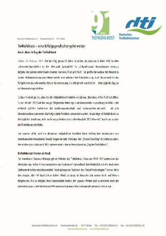 download Pressemeldung „91 Jahre Tiefkühlkost“