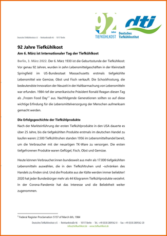 download Pressemeldung „92 Jahre Tiefkühlkost“